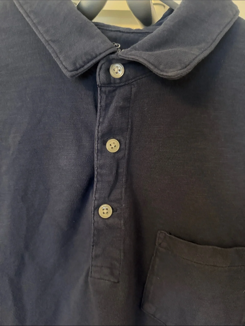 J. Crew Navy Short-Sleeve Polo with Chest Pocket